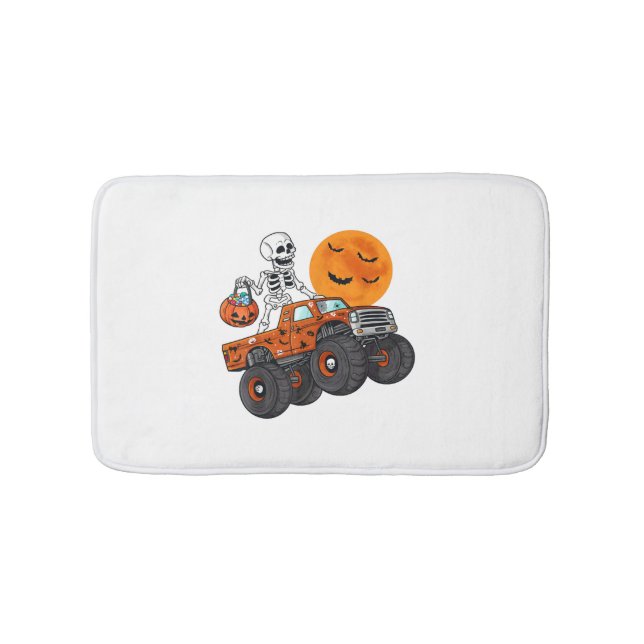 Tapis De Bain Halloween Skeleton équitation Monster Camion (Devant)