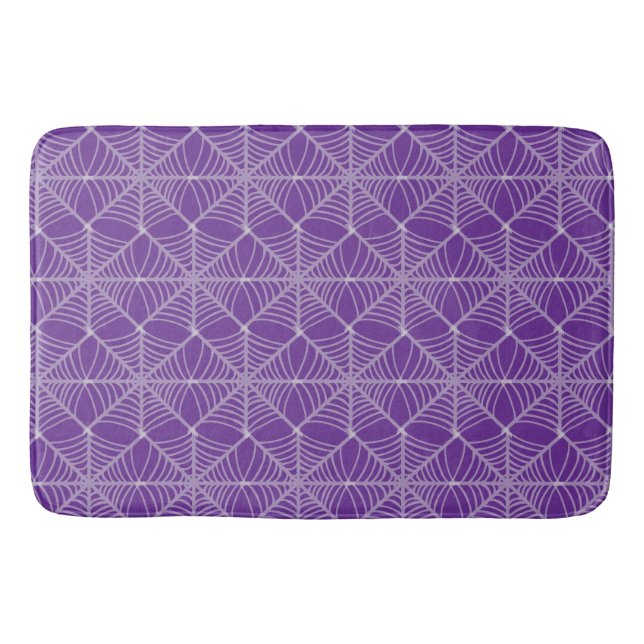 Tapis De Bain Halloween Spider Webs en violet et blanc (Devant)