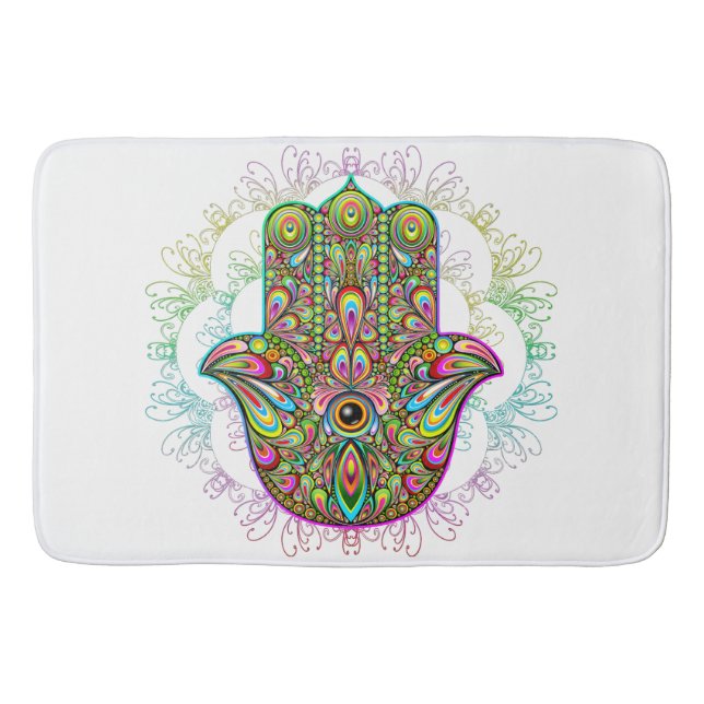 Tapis De Bain Hamsa Fatma Main Psychedelic Art (Devant)