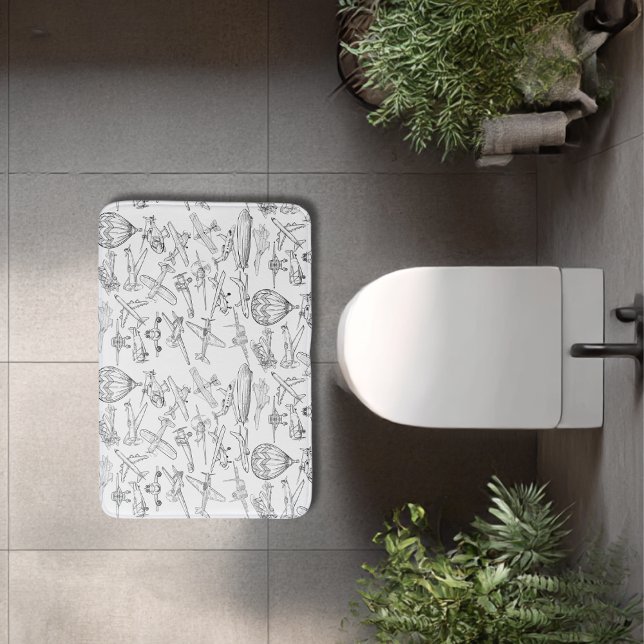 Tapis De Bain Hand drawn Airplanes Aviation Pilot Aviator Fun (Créateur téléchargé)