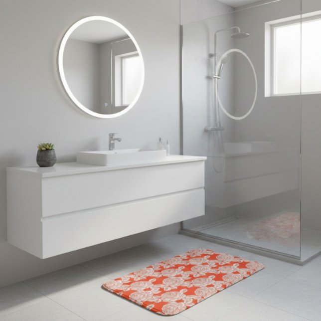 Tapis De Bain Hand Drawn Peony Floral  (Créateur téléchargé)