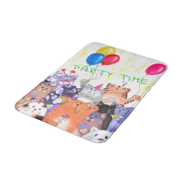 Tapis De Bain Happy Cats Party Bath Mat - Texte personnalisé (Angle)