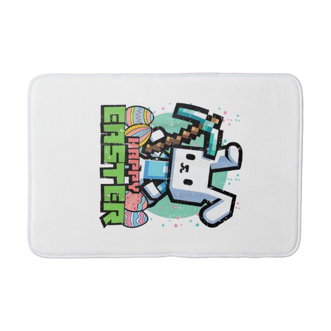 Tapis De Bain Happy Easter Bunny Pixel Game Gaming Gamer Boys Ki (Devant)