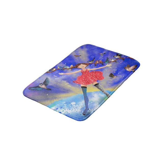 Tapis De Bain Happy Girl with Birds (Angle)