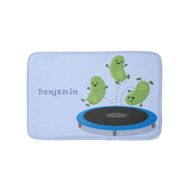 Tapis De Bain Haricots verts mignons sur dessin animé trampoline (Devant)