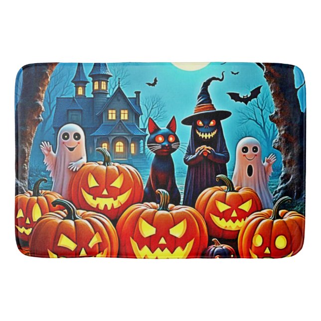 Tapis De Bain Haunted Halloween conception de nuit (Devant)