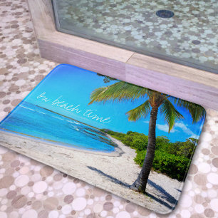 Tapis De Bain Hawaii Beach Palm Tree Sand Photo Sur Plage Time