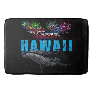 TAPIS DE BAIN HAWAII NYE TRIBAL POLYNÉSIEN HUMPBACK FEU