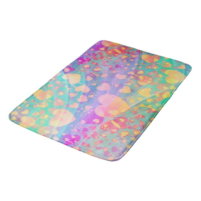 Tapis De Bain Heart Love Motif Pastel Design (Angle)