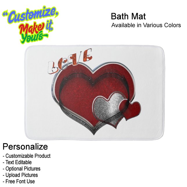 Tapis De Bain Heart Magic Love Bath Mat with a White Background (Heart Magic Love Bath Mat Featuring a White Background.)