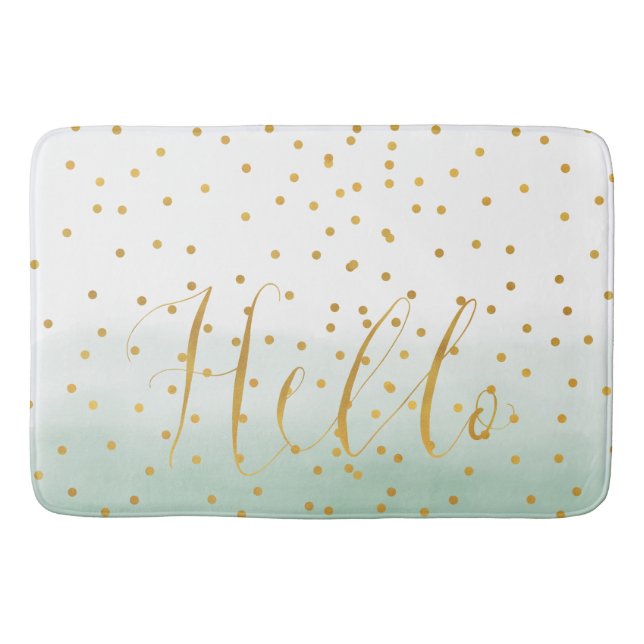 Tapis De Bain Hello Gold Mint Confetti Ombre (Devant)