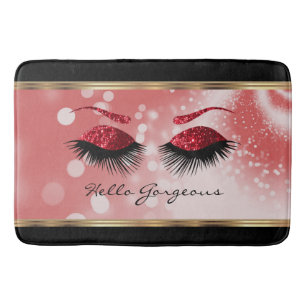 Tapis De Bain Hello Gorgeous - Beaux cils avec Rouge