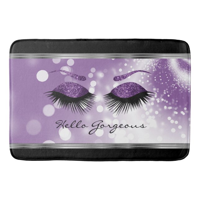 Tapis De Bain Hello Gorgeous - Beaux cils pourpres (Devant)