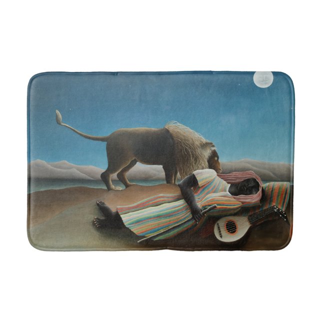 Tapis De Bain Henri Rousseau Dormir Gitan Lion Peinture (Devant)
