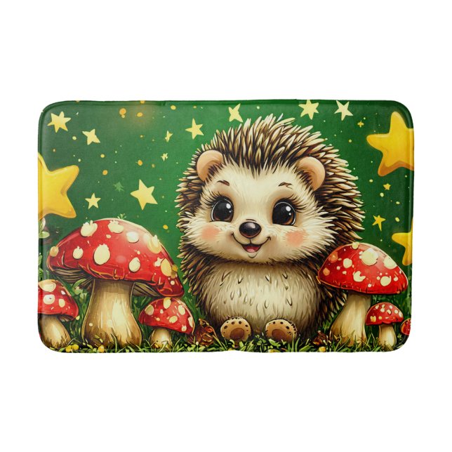 Tapis De Bain Hérisson mignon dans la forêt de bouleaux (Devant)