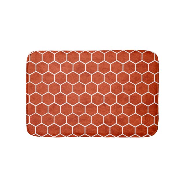Tapis De Bain Hexagonal Texture Motif Rustique Grange Rouge (Devant)