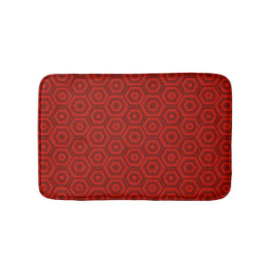 Tapis De Bain Hexagones géométriques rouges imbriqués modernes