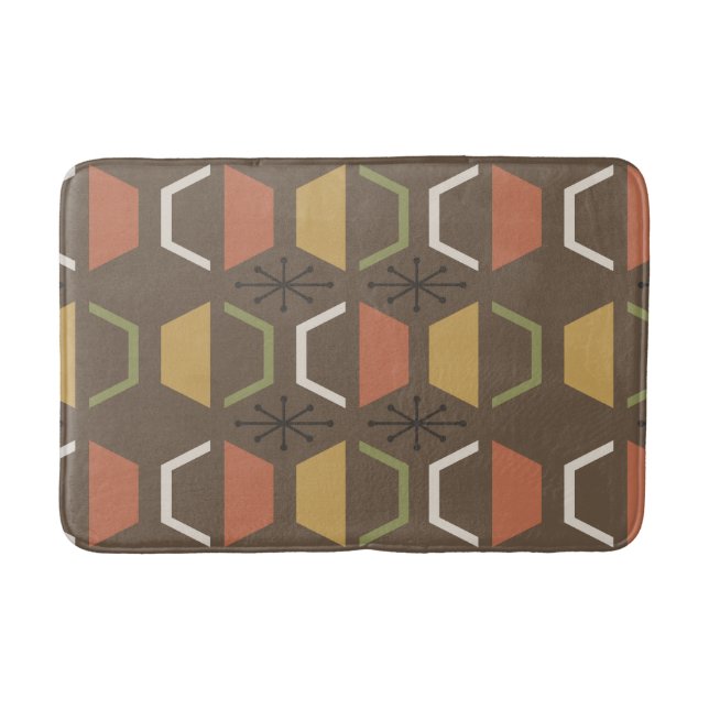 Tapis De Bain Hexagones modernes du milieu du siècle Brown (Devant)