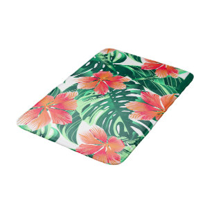 Tapis De Bain Hibiscus à l'orange tropicale