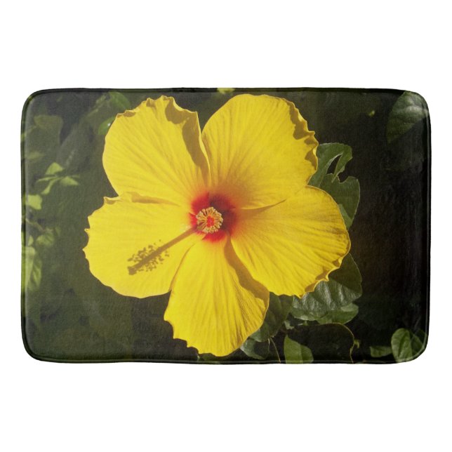 Tapis De Bain Hibiscus jaune Fleur Grand Mat Bain (Devant)