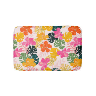 Tapis De Bain Hibiscus & Monstera : Vibrance tropicale