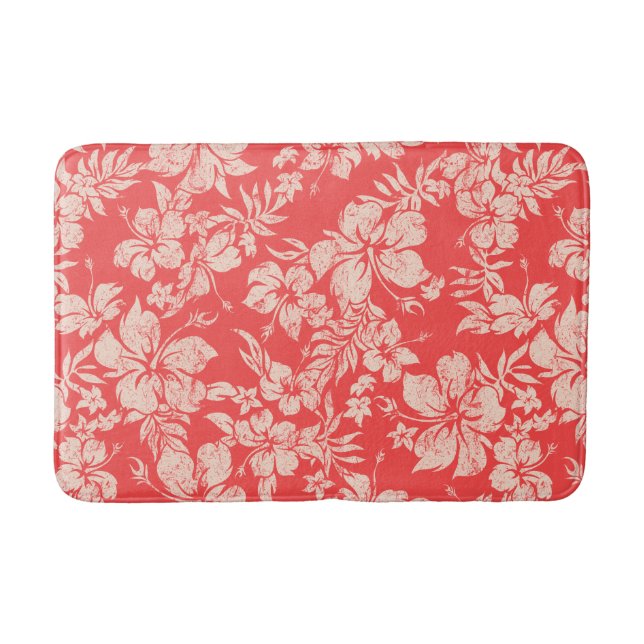 Tapis De Bain Hibiscus Pareau dénaturé Floral hawaïen - Rouge (Devant)