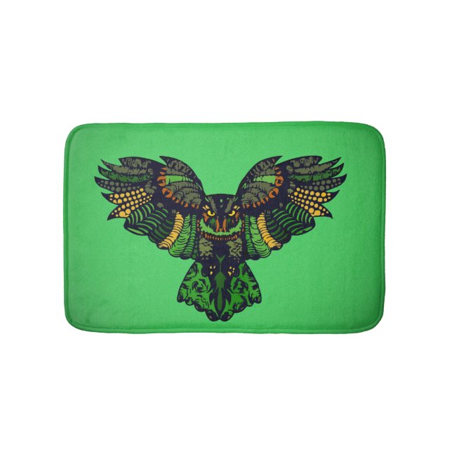 Tapis De Bain Hibou émeraude majestueux (Devant)