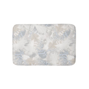 Tapis De Bain hibou Plumes, gris, beige et bleu, oiseau, léger,