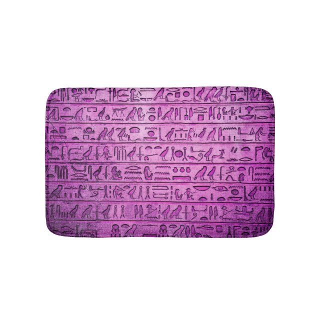 Tapis De Bain Hiéroglyphes égyptiens antiques violets (Devant)