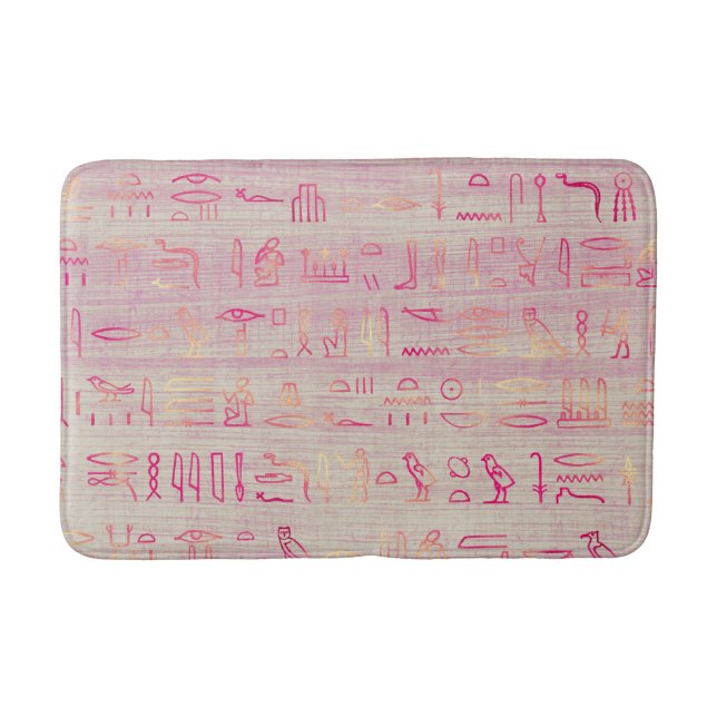 Tapis De Bain Hiéroglyphes égyptiens en rose (Devant)