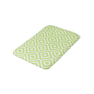Tapis De Bain Hip Lime Green Ikat Diamond Carrés Mosaic Motif