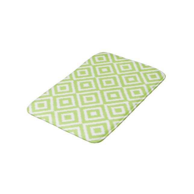 Tapis De Bain Hip Lime Green Ikat Diamond Carrés Mosaic Motif (Angle)