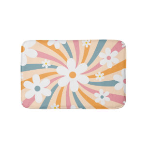 Tapis De Bain Hippie florale Super rétro couleur soleil margueri