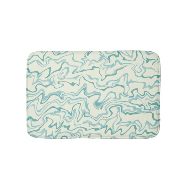 Tapis De Bain Hippie les années 70 Marbre Bleu Liquide Swirl Boh (Devant)