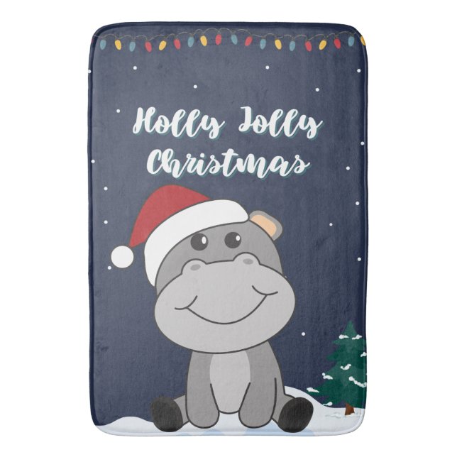 Tapis De Bain Hippo Merry Christmas Winter Animals Hippos Bath M (devant Vertical)