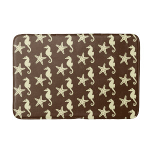 Tapis De Bain Hippocampe et étoile de mer - cacao brun et beige