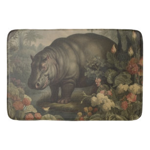 Tapis De Bain Hippopotame Botanique Vintage 