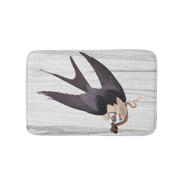 Tapis De Bain Hirondelle faucon avec serpent sur gris rustique (Devant)