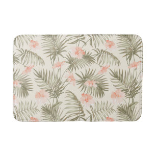 Tapis De Bain Hisbiscus Tropical Palm Tree Motif