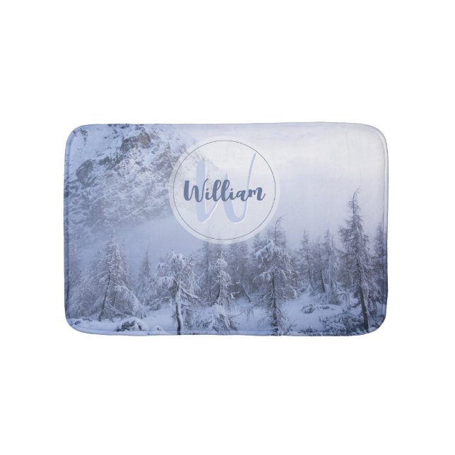 Tapis De Bain Hiver merveilleux brouillard épinette forêt neige  (Devant)