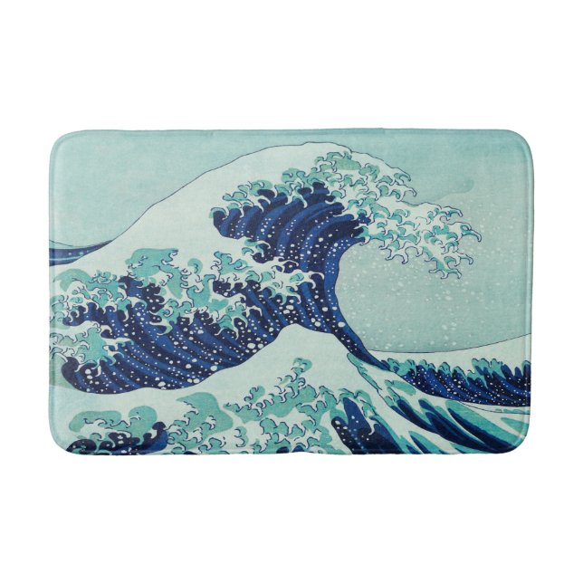 Tapis De Bain Hokusai Blue Waves Pattern (Devant)