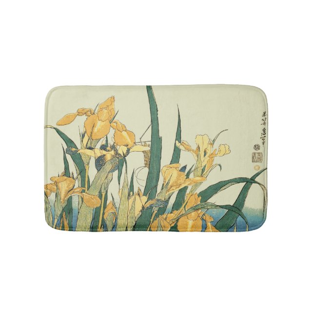 Tapis De Bain Hokusai grasshopper et iris Japon (Devant)