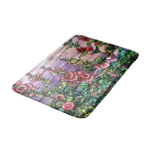Tapis De Bain Hollyhocks Vintage Floral Tiffany Stainverre