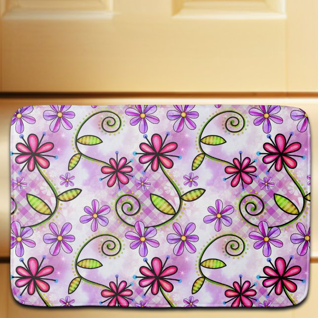 Tapis De Bain Holographique Arc-en-ciel - Collage floral (Créateur téléchargé)