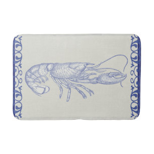 Tapis De Bain Homard bleu Beach Life sur crème