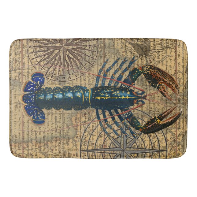 Tapis De Bain Homard Coquillages Fruits de mer Maine Classique O (Devant)