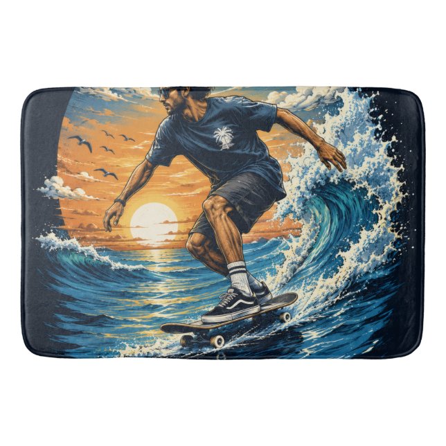 Tapis De Bain Homme surfant sur les vagues  (Devant)