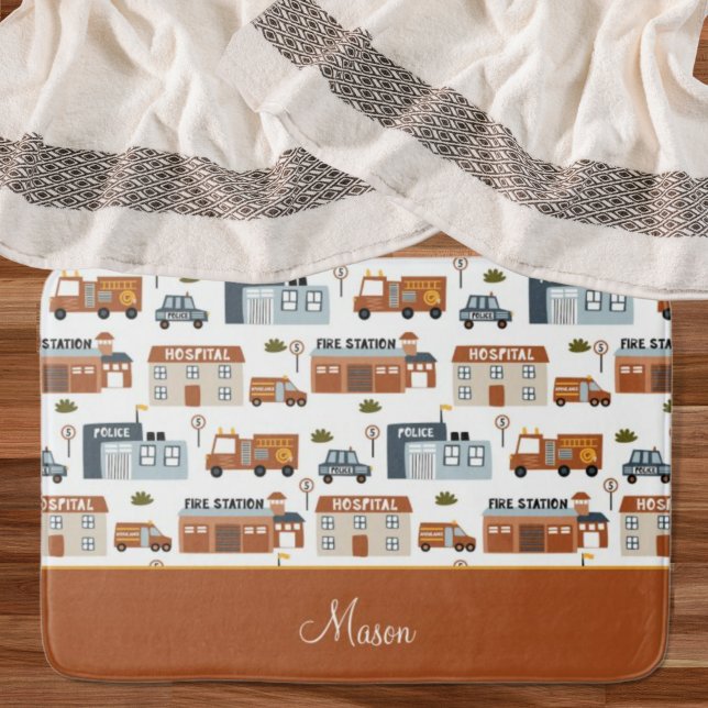 Tapis De Bain Hôpital, incendie, police Ville Motif pour enfants (Créateur téléchargé)