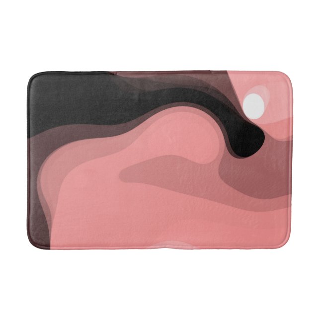 Tapis De Bain Horizon coucher de soleil : rose, noir et blanc Ab (Devant)