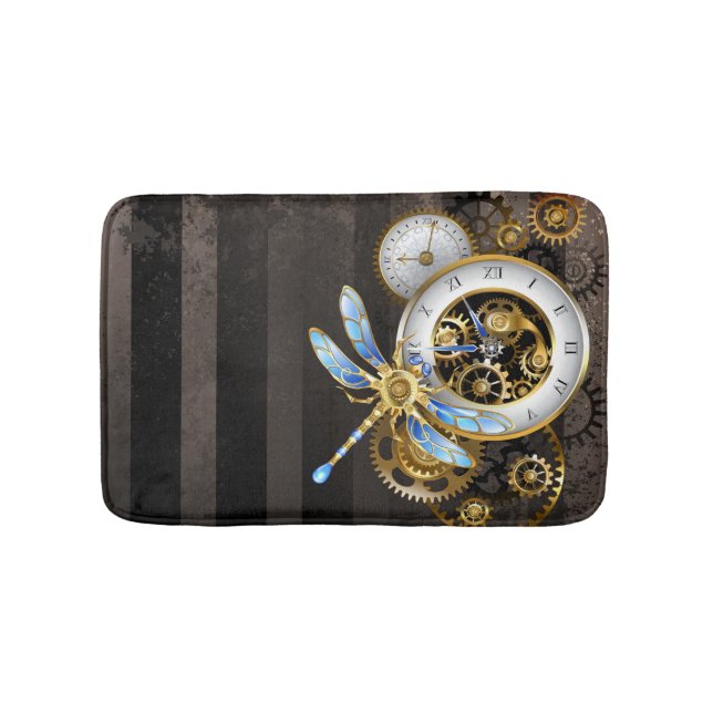 Tapis De Bain Horloge à vapeur avec libellule mécanique (Devant)